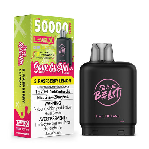 Level X G2 Ultra 20mL Pods - Sour Gushin S. Raspberry Lemon
