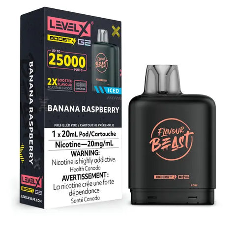 Level X Flavour Beast Boost G2 Pod - Banana Raspberry (Ice)| Vape Cloud Canada Pacific Smoke    Vape Cloud