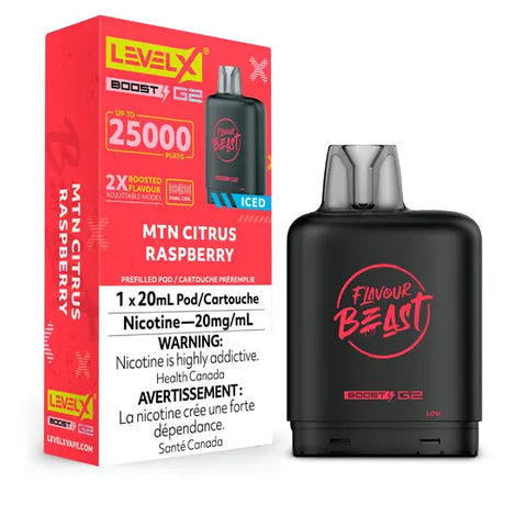 Level X Flavour Beast Boost G2 Pod - Mtn Citrus Raspberry | Vape Cloud Canada Pacific Smoke    Vape Cloud