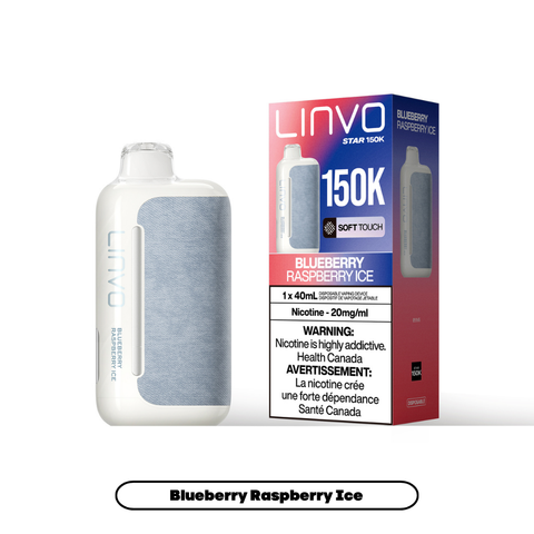 LINVO Star 150K Blueberry Raspberry Ice 20mg disposable vape with sales packaging