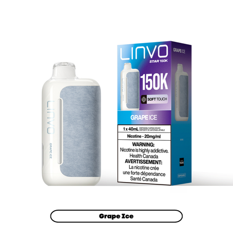 LINVO Star 150K GRAPE ICE 20mg disposable vape with sales packaging