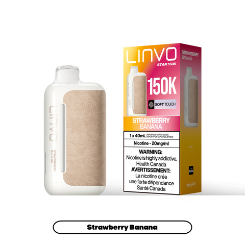 LINVO Star 150K Strawberry Banana 20mg disposable vape with sales packaging