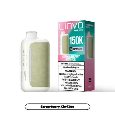 LINVO Star 150K STRAWBERRY KIWI ICE 20mg disposable vape with sales packaging
