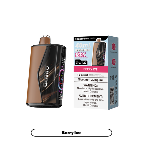 Orbito Lumo AI Pro+ 180K Berry Ice 20mg disposable vape with sales packaging