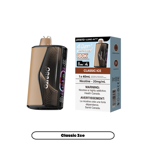 Orbito Lumo AI Pro+ 180K Classic Ice 20mg disposable vape with sales packaging