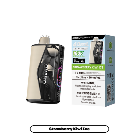 Orbito Lumo AI Pro+ 180K Strawberry Kiwi Ice 20mg disposable vape with sales packaging