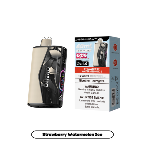 Orbito Lumo AI Pro+ 180K Strawberry Watermelon Ice 20mg disposable vape with sales packaging