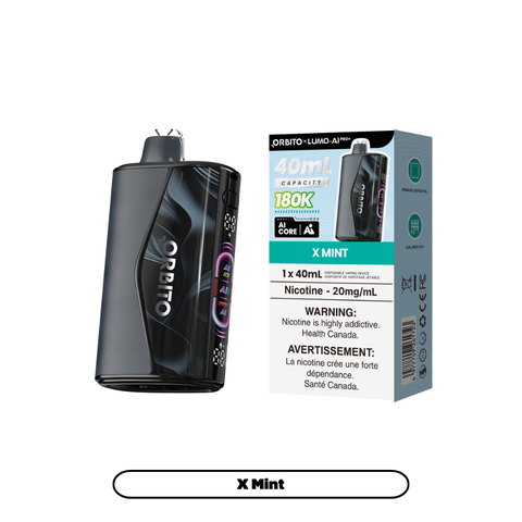 Orbito Lumo AI Pro+ 180K X Mint 20mg disposable vape with sales packaging