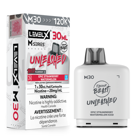 Pacific Smoke Level X M Series 30mL pre-filled vape pods shown in a sleek black and silver design with branding details visible.
