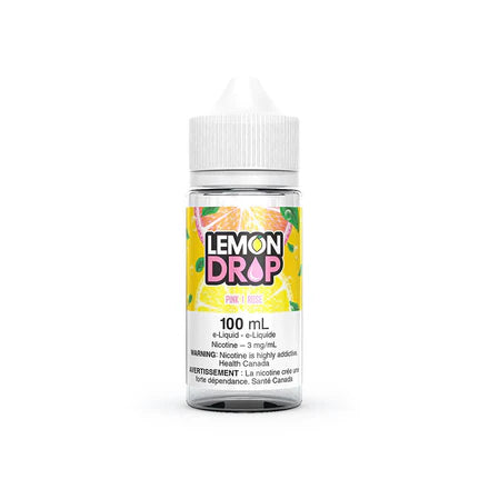 Bottle of Valor Lemon Drop Freebase E-Liquid with pink packaging, 100ml size, featuring a bright, citrus-inspired design.