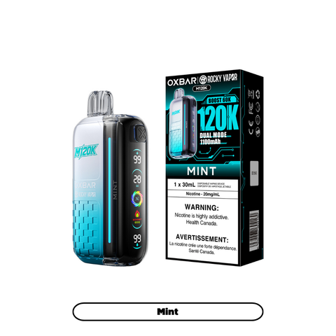 Rocky Vapor OXBAR M120K Mint 20mg disposable vape with sales packaging
