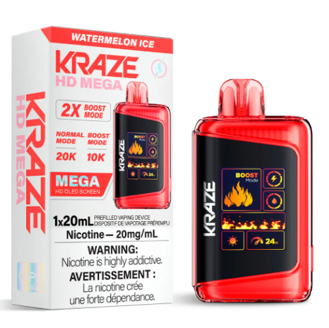 Kraze HD Mega 20k - Watermelon Ice | Vape Cloud Canada