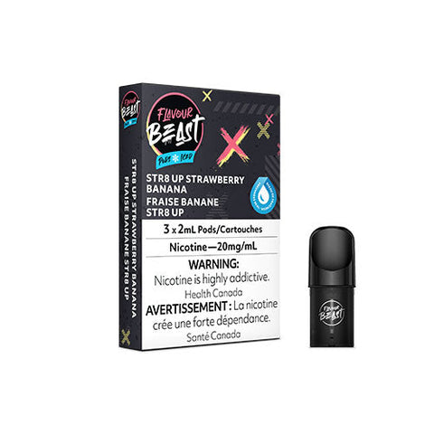 Flavour Beast S Pods - STR8 UP Strawberry Banana Iced | Vape Cloud Canada